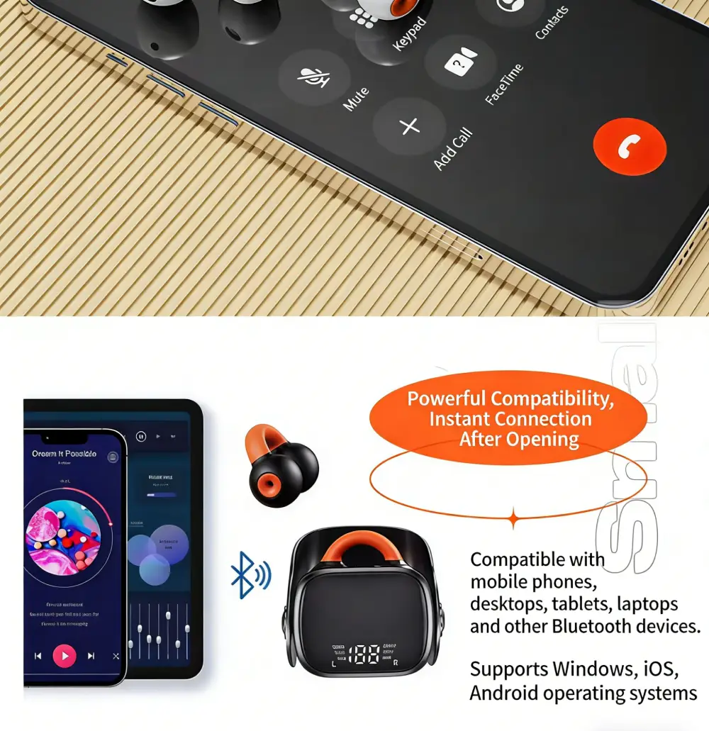 Clip-On Open-Ear Bluetooth Headphones, Ultra-Long Battery, Premium High-Tech Texture - Image 5