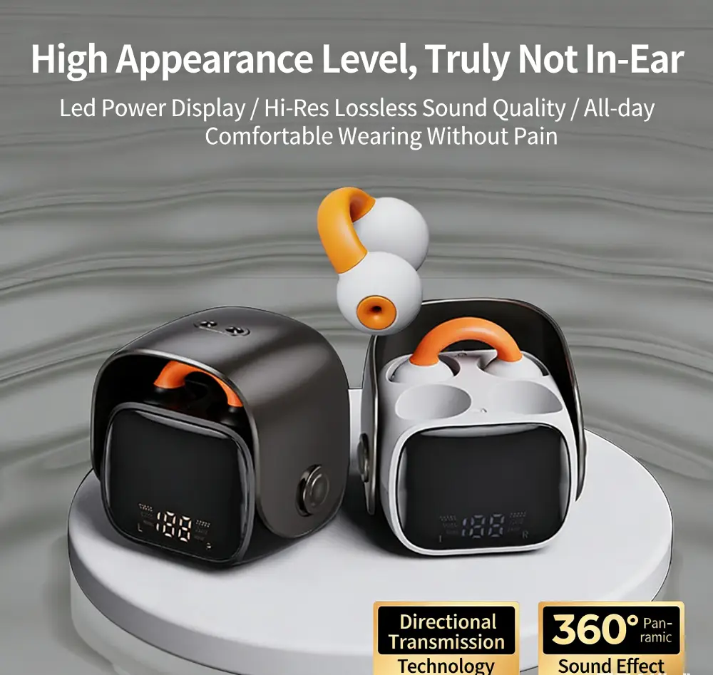 Clip-On Open-Ear Bluetooth Headphones, Ultra-Long Battery, Premium High-Tech Texture - Image 4