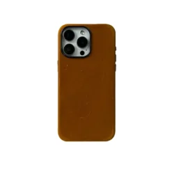 Genuine Leather Orange Horse Texture MagSafe Shockproof Case for iPhone