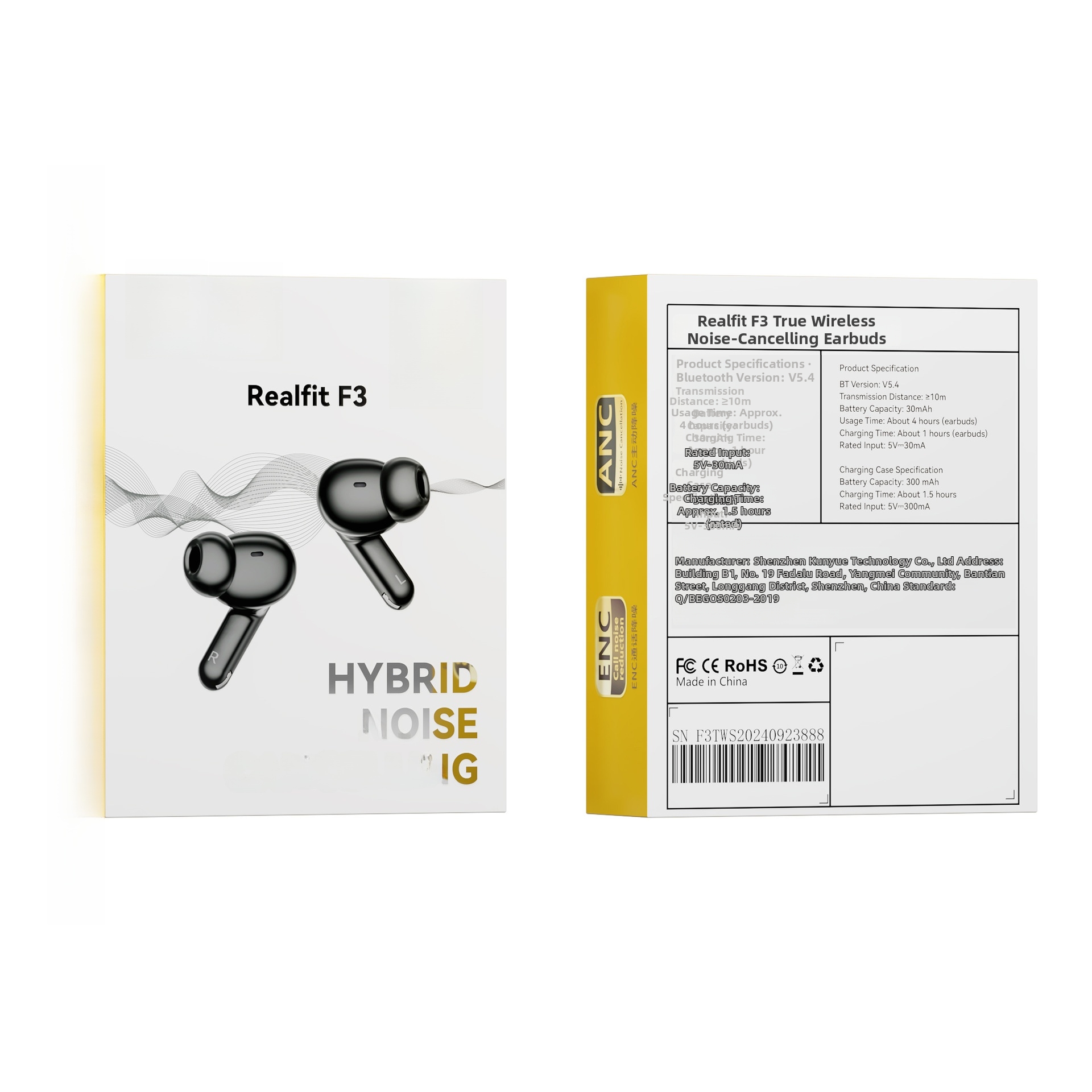 Realfit F3 Anc Active Noise Reduction True Wireless Bluetooth 5.4 Headphones High-Quality In-Ear Tws - Image 2