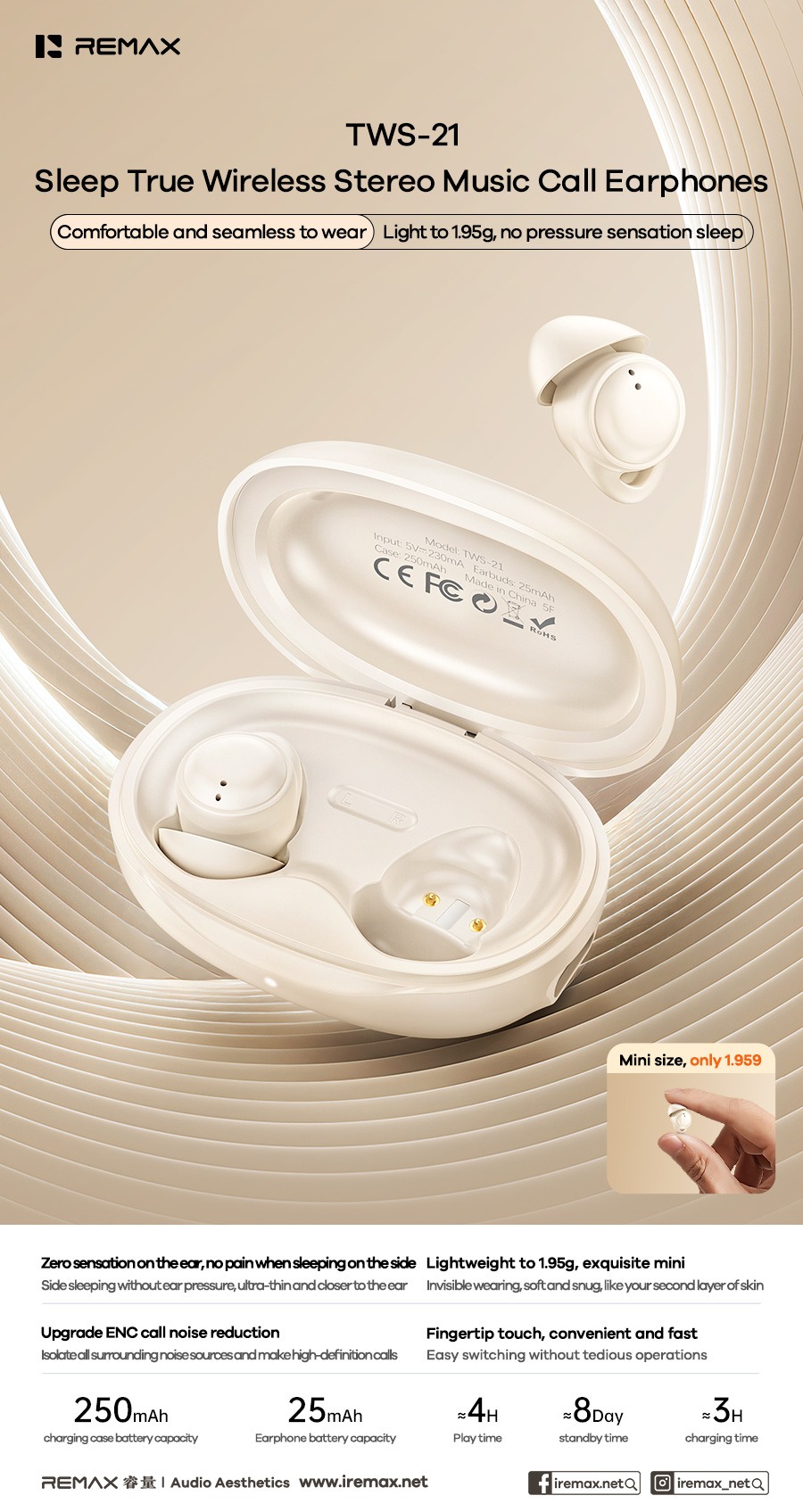 Sleep True Wireless Stereo Music Call Earphones - Image 2
