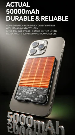 Alternative view of Ultra-Thin Magnetic Wireless Power Bank | 5000mAh | 15W MagSafe & 20W PD Fast Charging