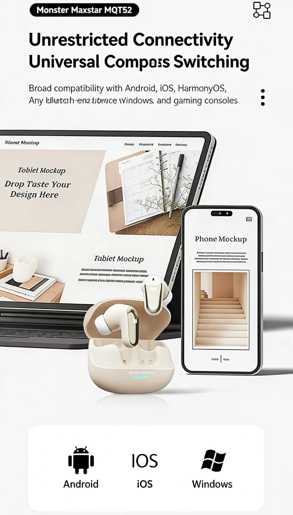 Monster Maxstar MQT52: Low Latency Gaming & Hi-Fi Audio Earbuds - Image 6