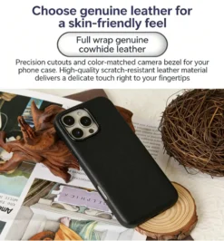 Alternative view of Genuine Leather Orange Horse Texture MagSafe Shockproof Case for iPhone