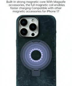 Alternative view of Genuine Leather Brown Horse Texture MagSafe Shockproof Case for iPhone