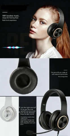 Alternative view of Long Battery Life ANC Noise Cancelling Foldable Soft Over-Ear Bluetooth Headphones