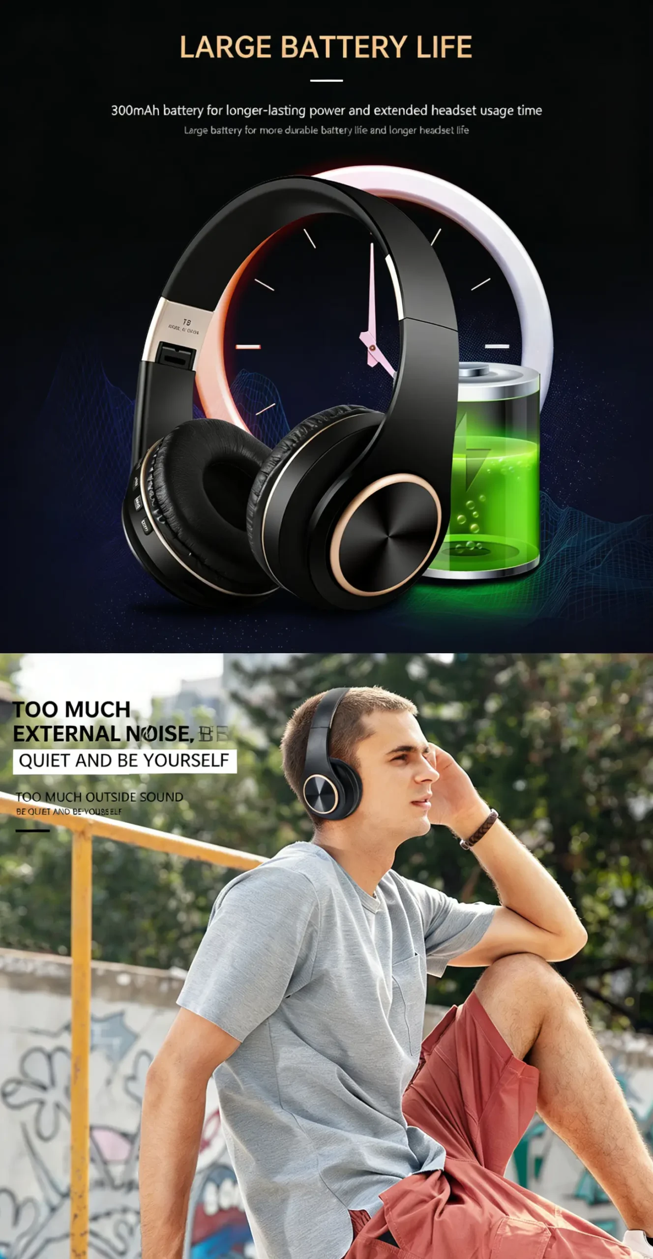 Long Battery Life ANC Noise Cancelling Foldable Soft Over-Ear Bluetooth Headphones - Image 4