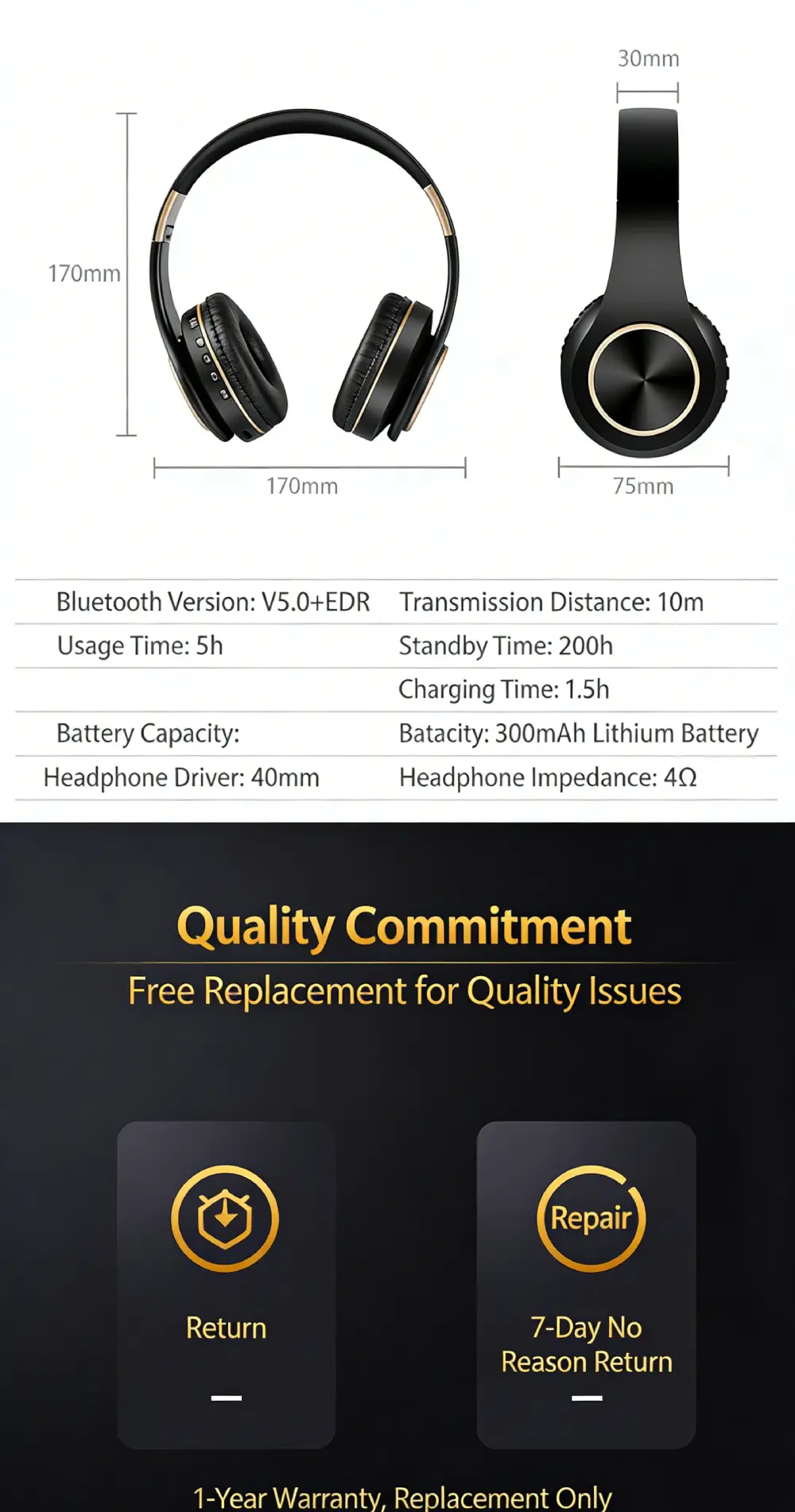 Long Battery Life ANC Noise Cancelling Foldable Soft Over-Ear Bluetooth Headphones - Image 7