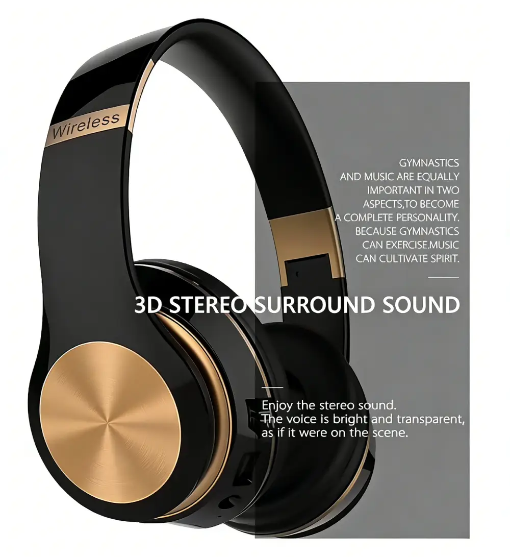 Over-ear Bluetooth Wireless Headphones, Stereo Bass, for Phone Music & Sports Running - Image 3