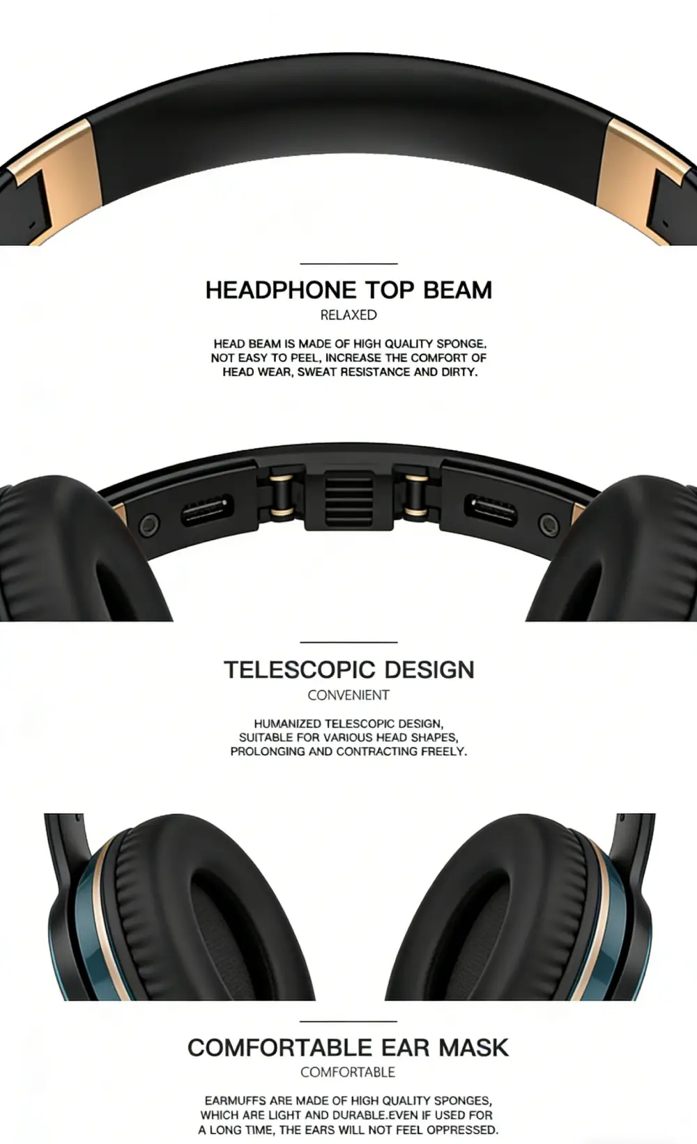 Over-ear Bluetooth Wireless Headphones, Stereo Bass, for Phone Music & Sports Running - Image 4