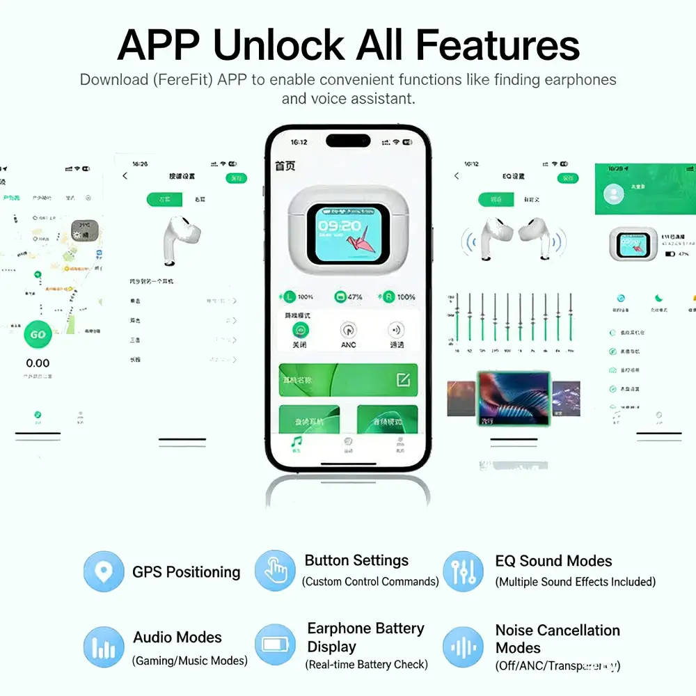 In-ear Bluetooth Earbuds with Full-color Touch Display & Noise Reduction - Image 5