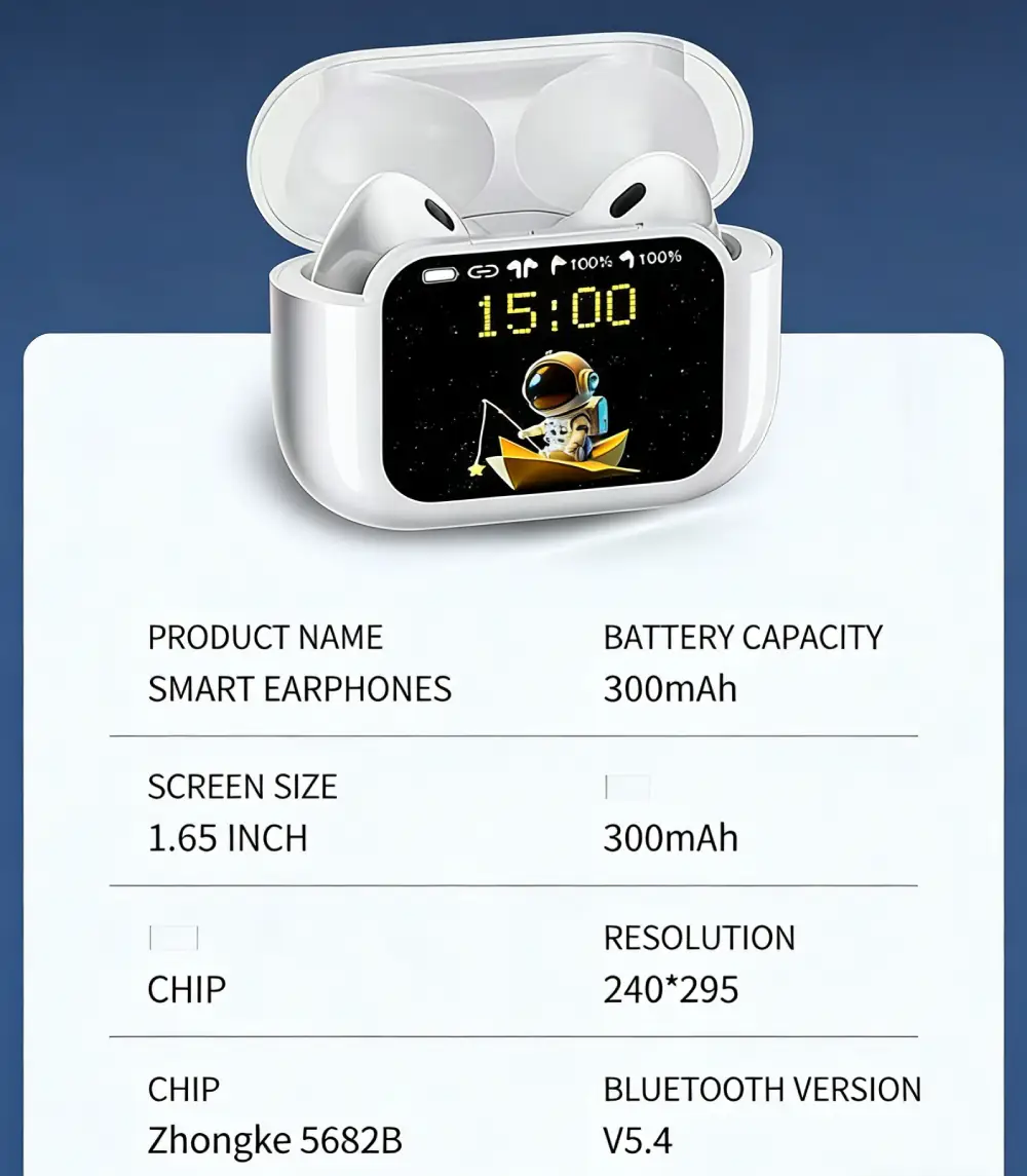 In-ear Bluetooth Earbuds with Full-color Touch Display & Noise Reduction - Image 6